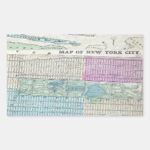 1870 Map New York City Central Park Rectangular Sticker