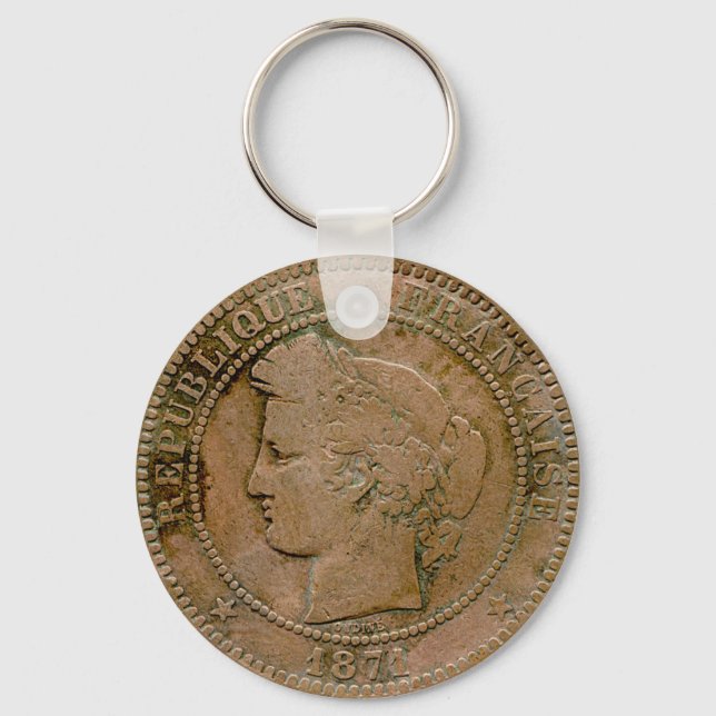 1871 French 10 Centime Key Ring (Front)