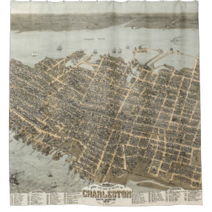 1872 Charleston Map Shower Curtain