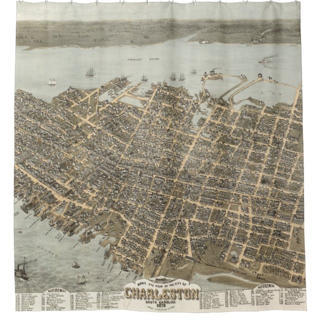 1872 Charleston Map Shower Curtain (Front)