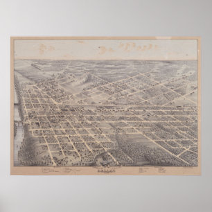 1872 Dallas, TX Birds Eye View Panoramic Map Poster