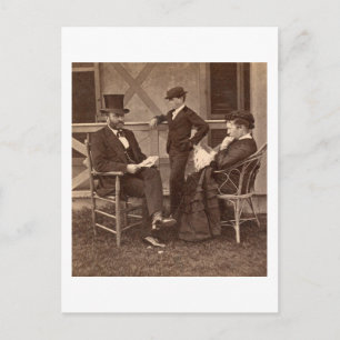 1872 President Grant with Family at Cottage Postcard
