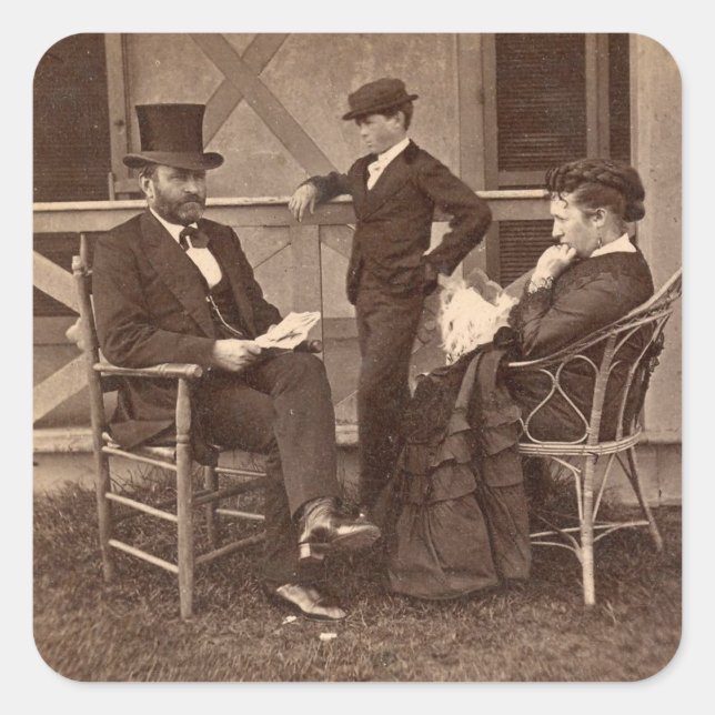 1872 President Grant with Family at Cottage Square Sticker (Front)