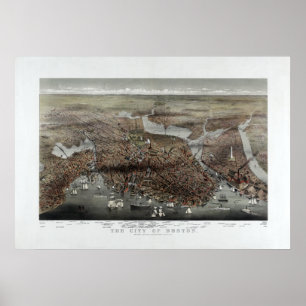 1873 City of Boston, MA Panoramic Birds Eye View Poster