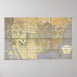 1873 Map of the United States of America Poster