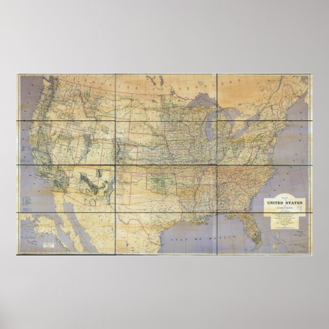 1873 Map of the United States of America Poster (Front)