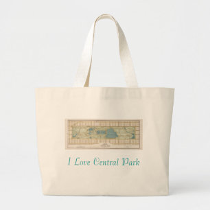 1875 Map of Central Park Large Tote Bag