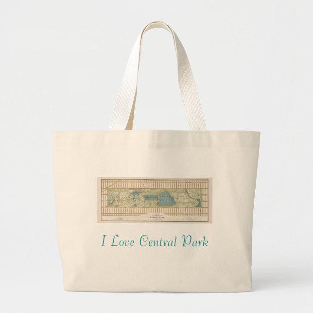 1875 Map of Central Park Large Tote Bag (Front)