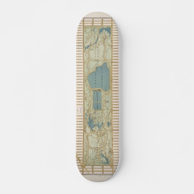 1875 Map of Central Park Poster Skateboard (Front)
