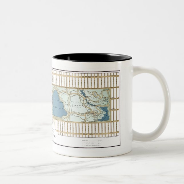 1875 Map of the Central Park, New York City Two-Tone Coffee Mug (Right)