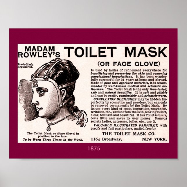 1875 Vintage Beauty Aid: Toilet Mask or Face Glove Poster (Front)