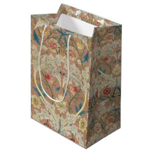 1875 Vintage William Morris Floral Embroidery Medium Gift Bag