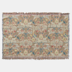 1875 Vintage William Morris Floral Embroidery Throw Blanket