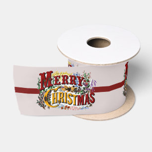 1876 Merry Christmas Colorful Satin Ribbon