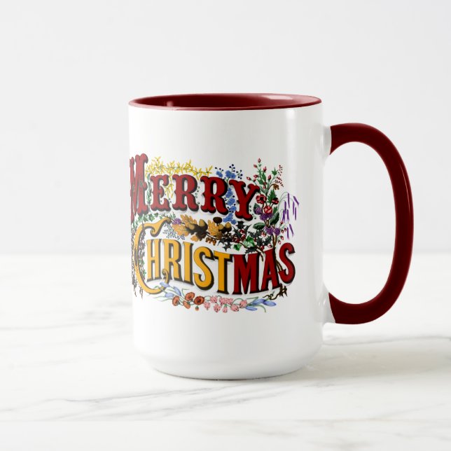 1876 Merry Christmas Colourful Mug (Right)