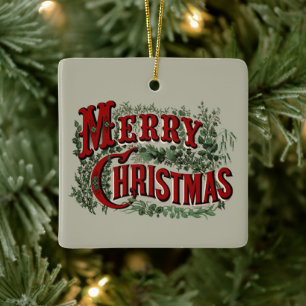 1876 Merry Christmas Double-sided Ceramic Ornament