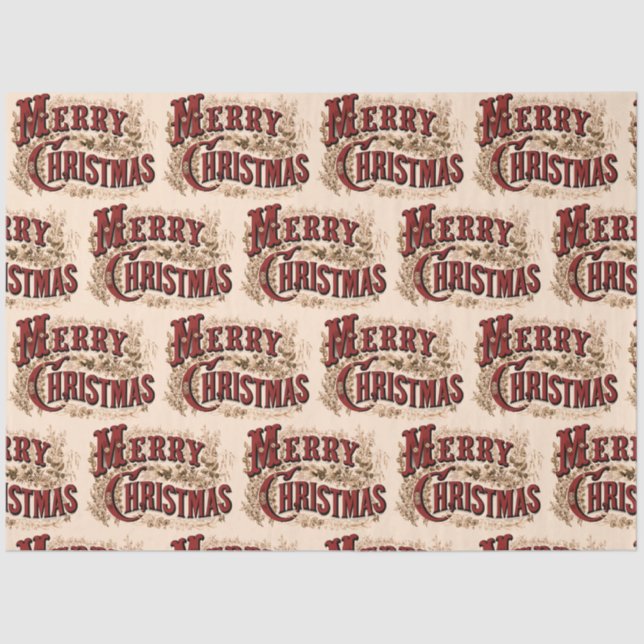 1876 Merry Christmas Gold Tissue Paper (Front)