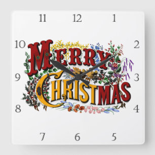 1876 Merry Christmas Square Wall Clock