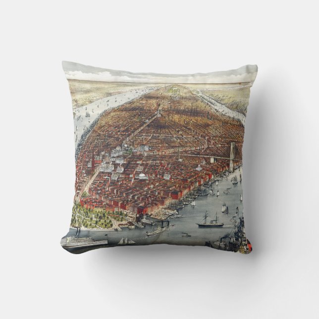 1876 New York - Throw Pillow (Front)