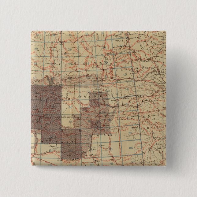 1876 Progress Map of The US Geographical Surveys 15 Cm Square Badge (Front)