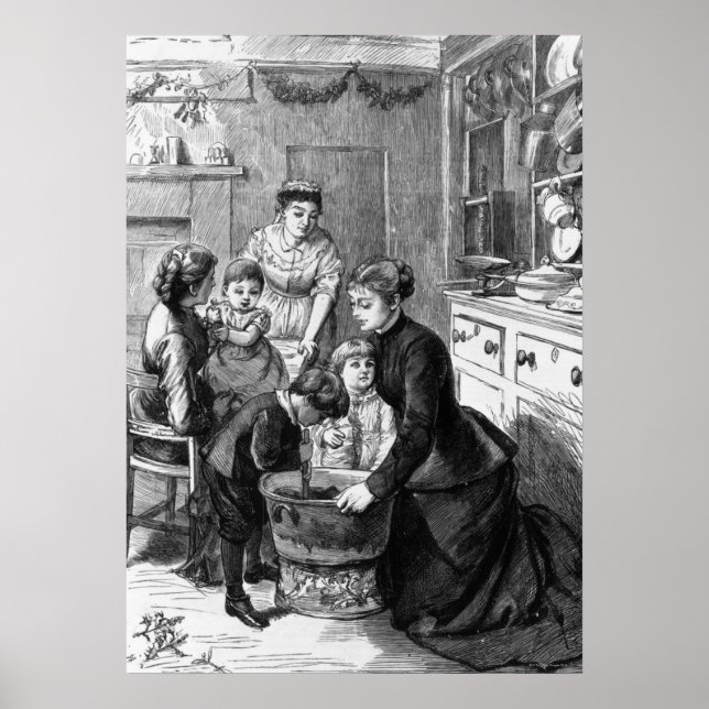 1876: The children help stir Christmas pudding Poster (Front)