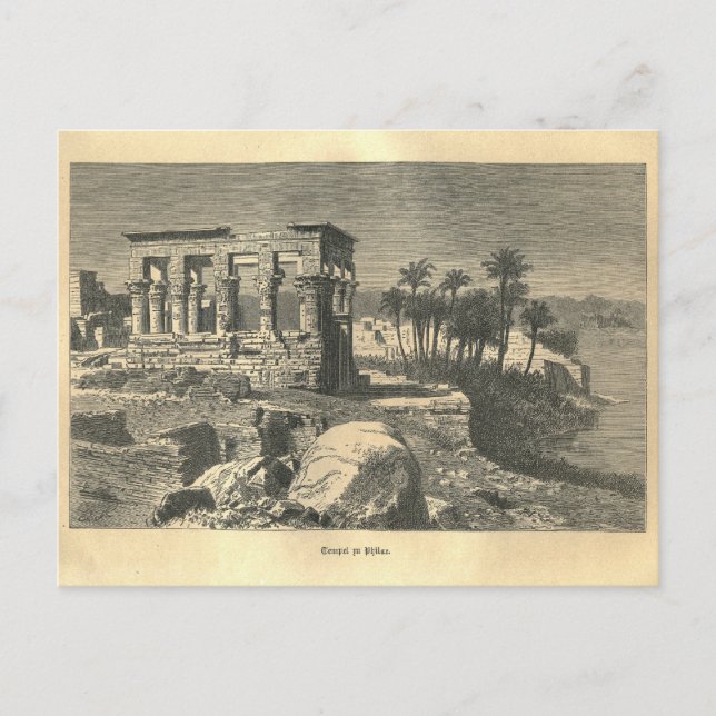1877 Print Temple of Philae, The Earth and its Peo Postcard (Front)