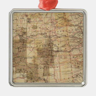 1878 Progress Map of The US Geographical Surveys 2 Metal Tree Decoration
