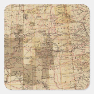 1878 Progress Map of The US Geographical Surveys 2 Square Sticker
