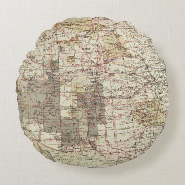 1878 Progress Map of The US Geographical Surveys Round Cushion (Front)