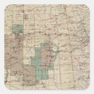 1878 Progress Map of The US Geographical Surveys Square Sticker