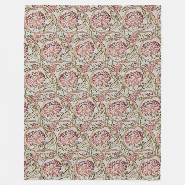 1878 Vintage William Morris Flowerpot Fleece Blanket (Front)