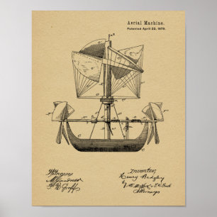 1879 Airship Boat Aeroplane Patent Drawing Print