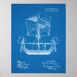 1879 Airship Boat Aeroplane Patent Drawing Print