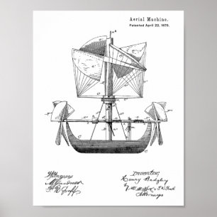1879 Airship Boat Aeroplane Patent Drawing Print