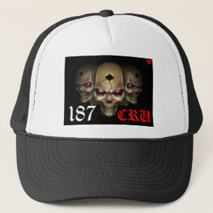 187 cru custom white & black skulls hat