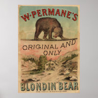 1880 Blondin Bear Vintage Circus Poster Art Print