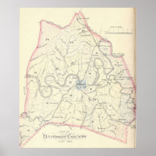 1880 Map of Davidson County Tennessee Poster