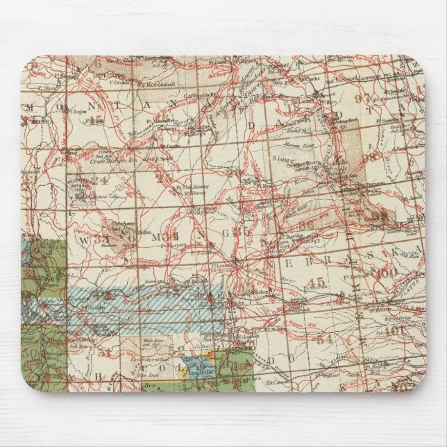 1880 Progress Map of The US Geographical Surveys Mouse Mat (Front)