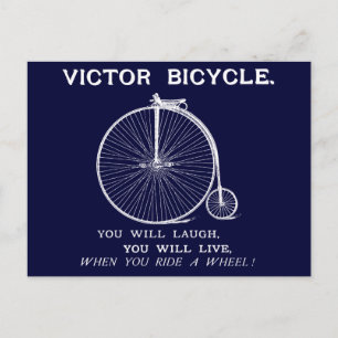 1880 Victor Bicycle Poster, White Postcard
