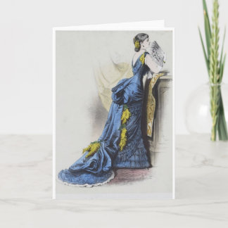 1880 Victorian blue evening gown greeting card