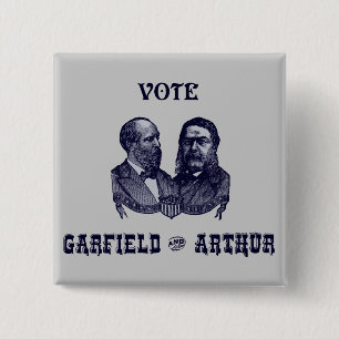 1880 Vote Garfield and Arthur, blue 15 Cm Square Badge