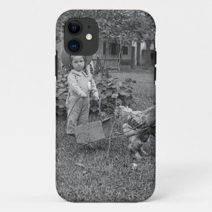 1880's Adorable Girl and Rooster Cart in Garden iPhone 11 Case