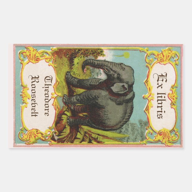 1880s Antique Elephant Bookplate Sticker (Front)