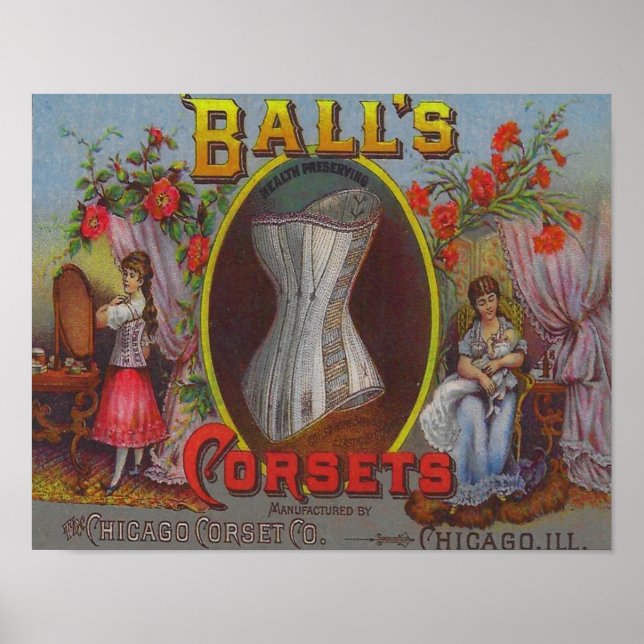 1880's Ball's Corsets Advertisement Poster (Front)