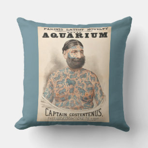 1880s Captain Costentenus tattooed man Cushion