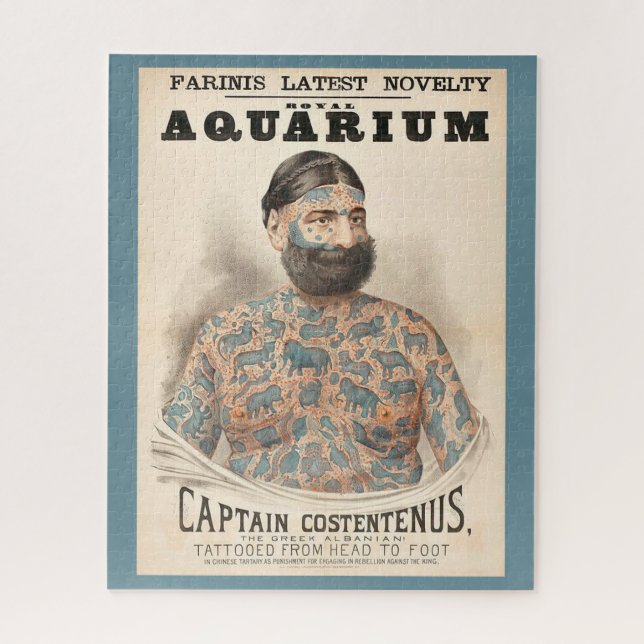 1880s Captain Costentenus tattooed man Jigsaw Puzzle (Vertical)