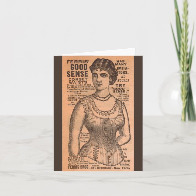 1880s Ferris Common Sense Corsets ad Note Card (Front)