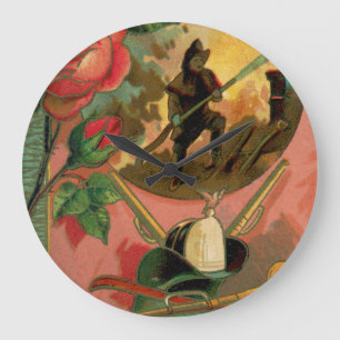1880's Fireman Firefighter Artwork Wall Clock