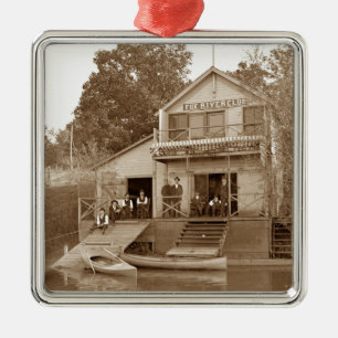 1880's Men Club Fox River Club Fishing Elgin Metal Tree Decoration