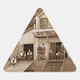 1880's Men Club Fox River Club Fishing Elgin Triangle Sticker